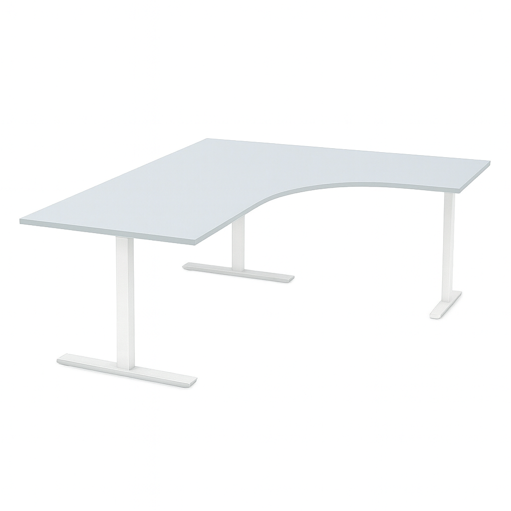 NYTT | ELEKTRISK HEV/SENK HJØRNE-SKRIVEBORD 3 BEIN LYSGRÅ