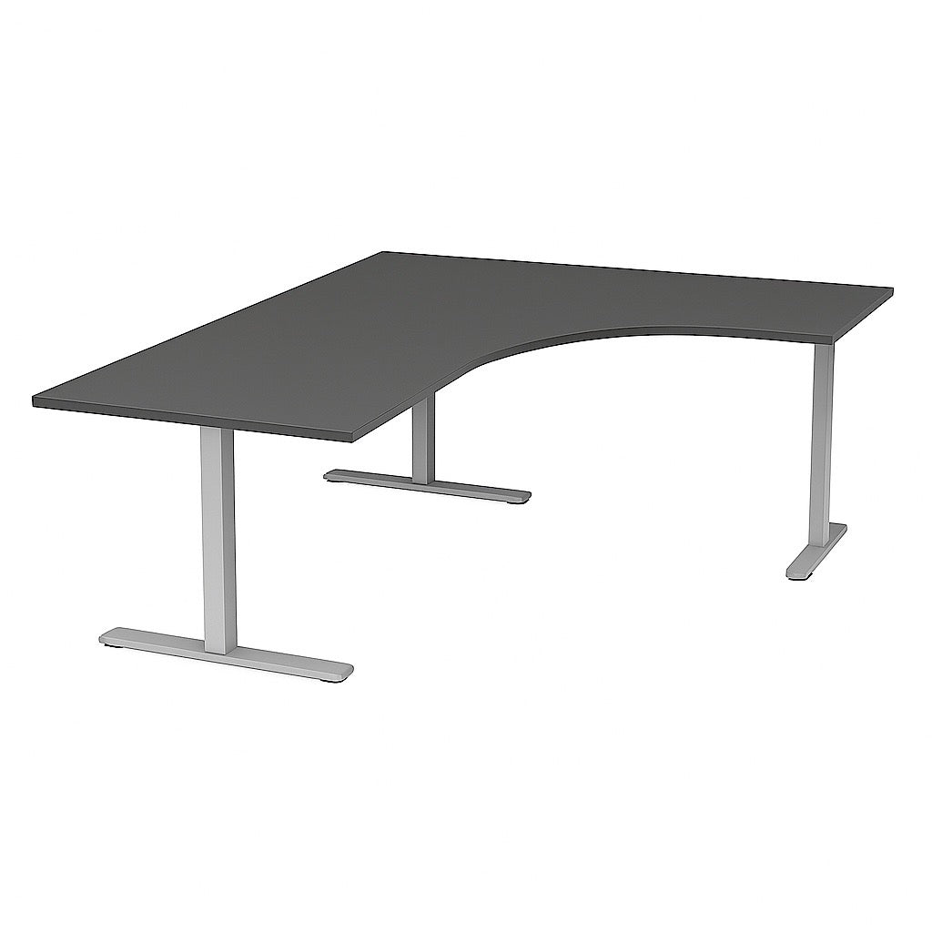 NYTT | ELEKTRISK HEV/SENK HJØRNE-SKRIVEBORD 3 BEIN MØRKEGRÅ
