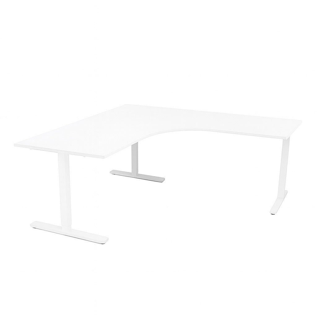 NYTT | ELEKTRISK HEV/SENK HJØRNE-SKRIVEBORD 3 BEIN HVIT