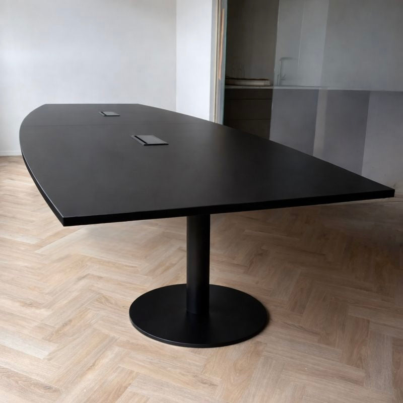 NYTT | SVART MATTE BÅTFORMET MØTEBORD/KONFERANSEBORD 2 STØRRELSER