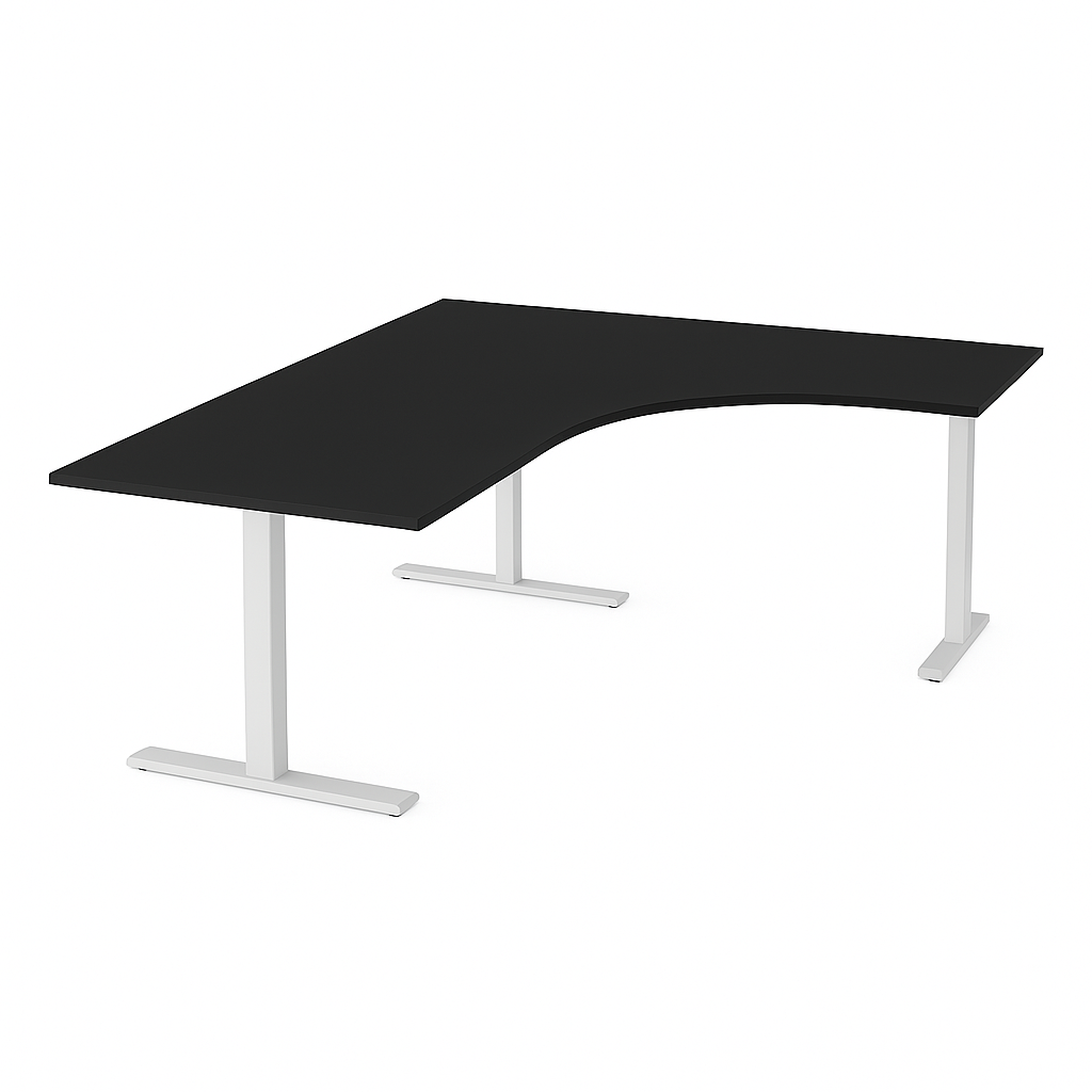 NYTT | ELEKTRISK HEV/SENK HJØRNE-SKRIVEBORD 3 BEIN SVART