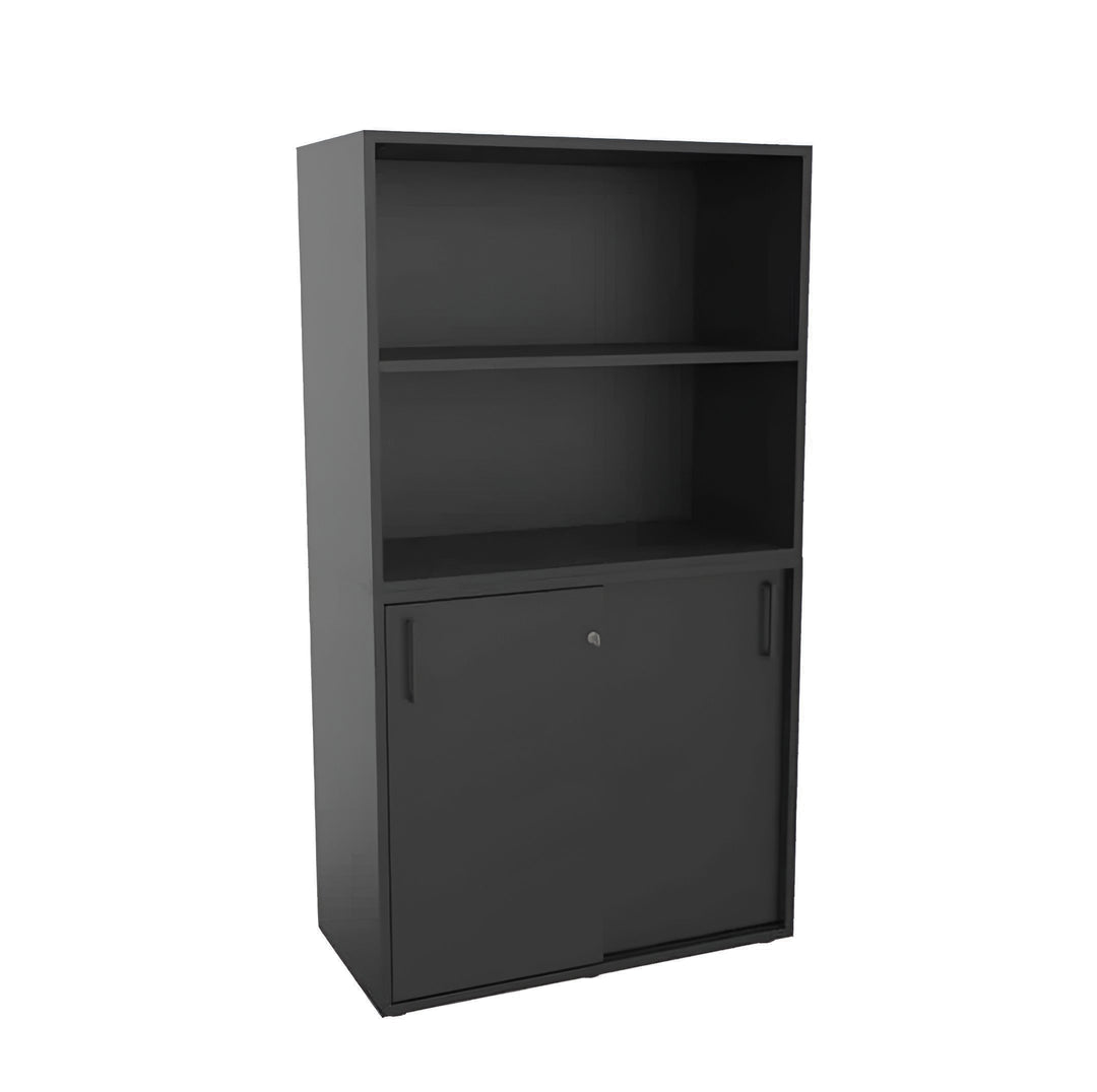 NYTT | SKYVEDØRSKAP MED OVERHYLLER I SVART