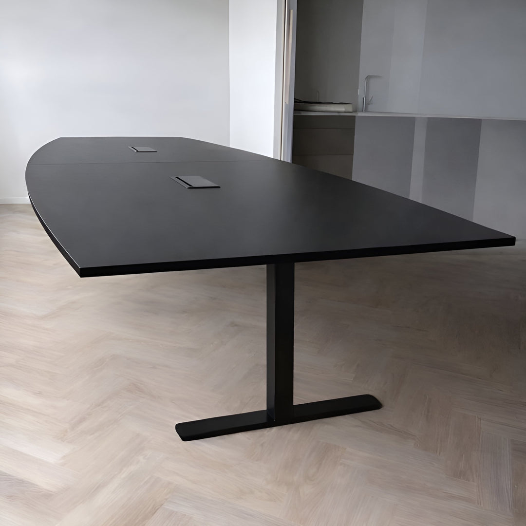 NYTT | SVART MATTE BÅTFORMET MØTEBORD/KONFERANSEBORD 2 STØRRELSER
