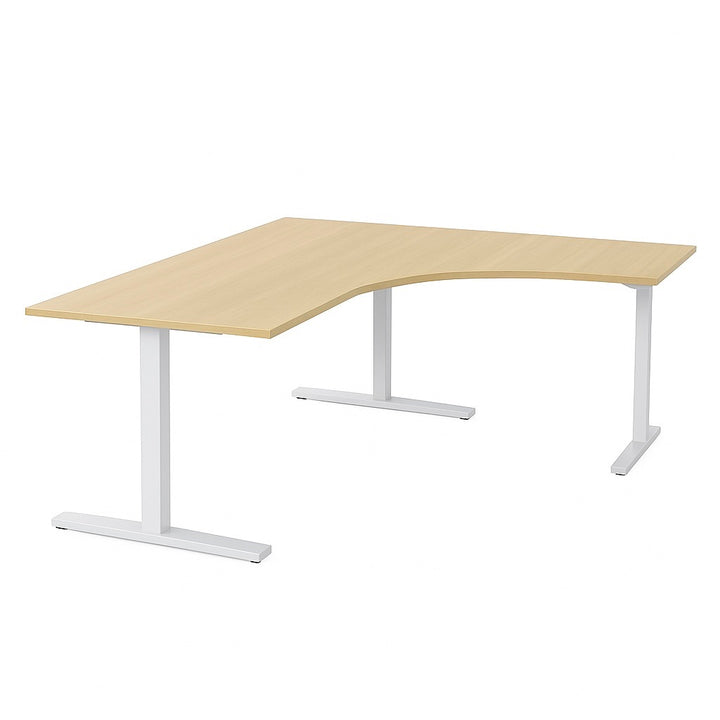 NYTT | ELEKTRISK HEV/SENK HJØRNE-SKRIVEBORD 3 BEIN LYS EIK
