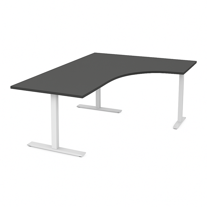NYTT | ELEKTRISK HEV/SENK HJØRNE-SKRIVEBORD 3 BEIN MØRKEGRÅ