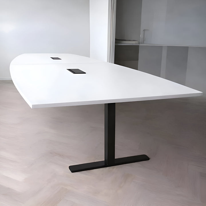 NYTT | HVIT BÅTFORMET (RETT KANT) MØTEBORD/KONFERANSEBORD 180/240/360/420CM