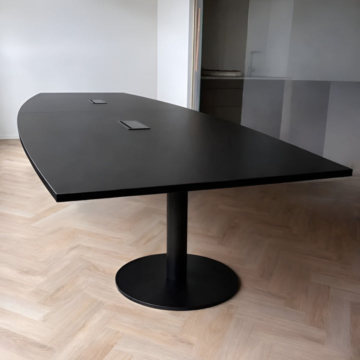 NYTT | SVART MATTE BÅTFORMET (VINKLET HJØRNEFORM) MØTEBORD/KONFERANSEBORD 240/360/420CM