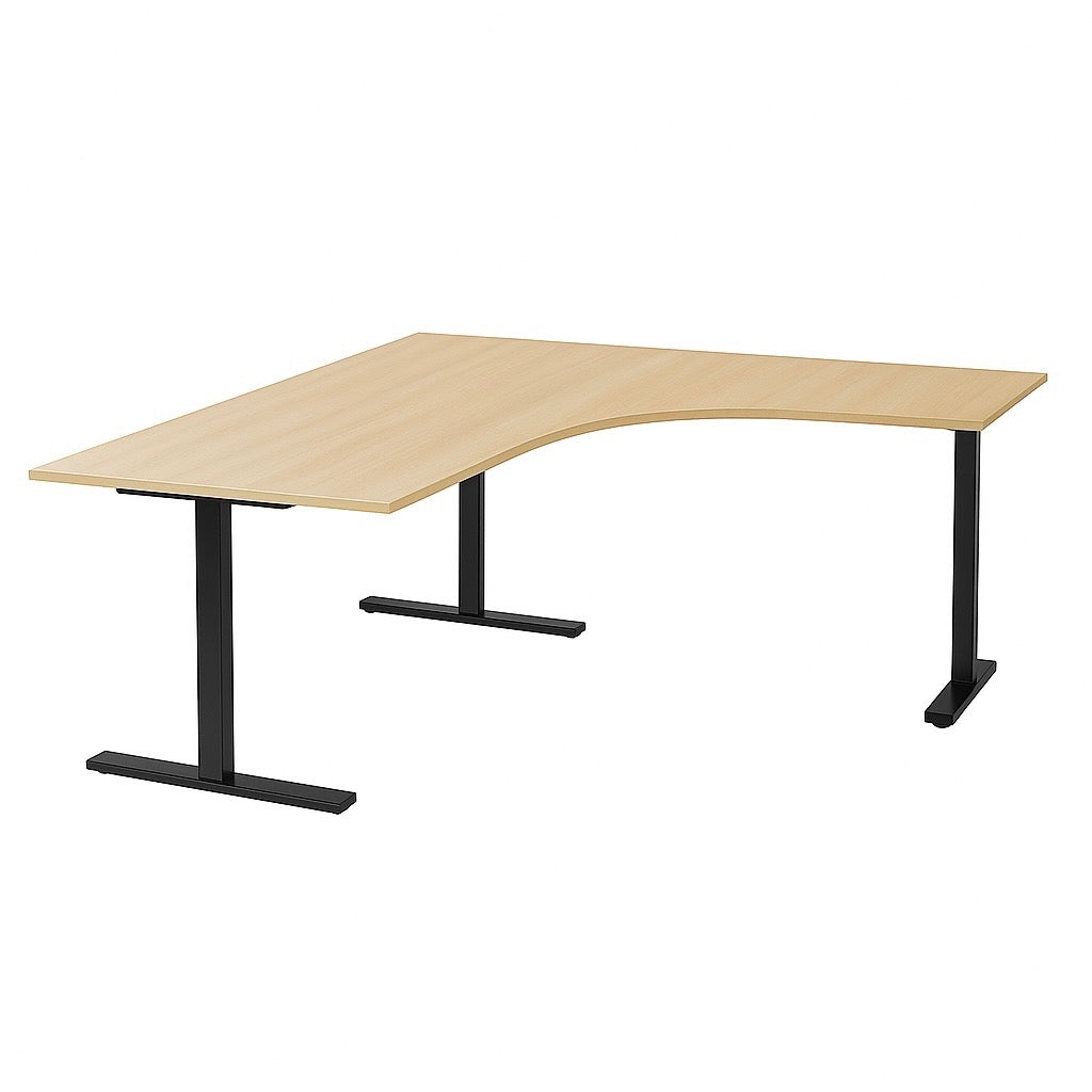 NYTT | ELEKTRISK HEV/SENK HJØRNE-SKRIVEBORD 3 BEIN LYS EIK