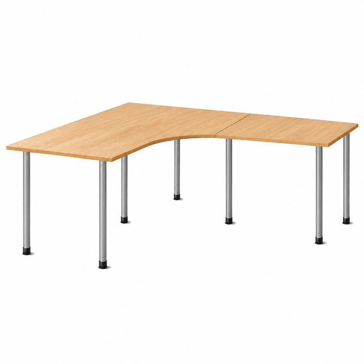 NYTT | MANUELT HJØRNE-SKRIVEBORD MED SIDEPLATE LYS EIK