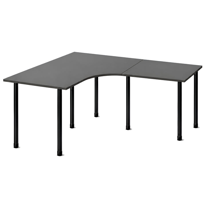 NYTT | MANUELT HJØRNE-SKRIVEBORD MED SIDEPLATE MØRKEGRÅ