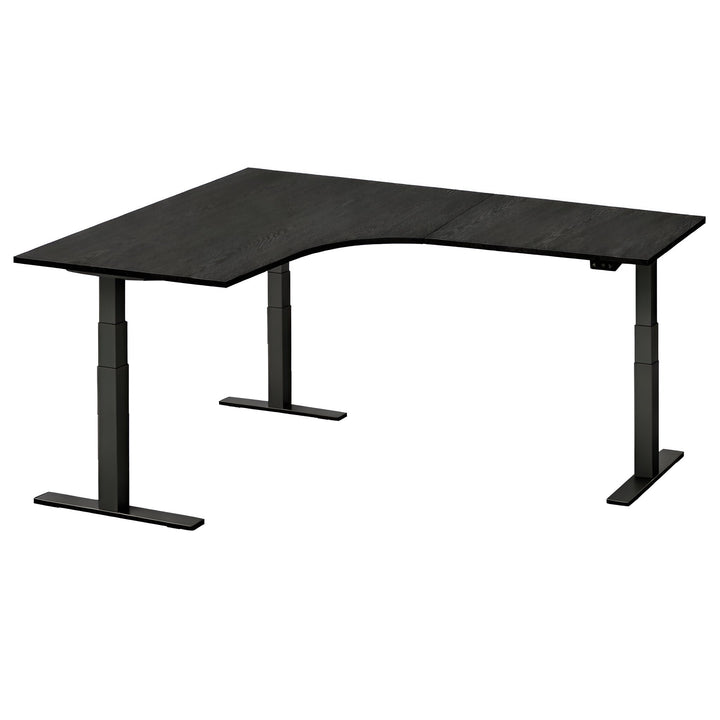 NYTT | ELEKTRISK HEV/SENK HJØRNE-SKRIVEBORD MED SIDEPLATE SVART