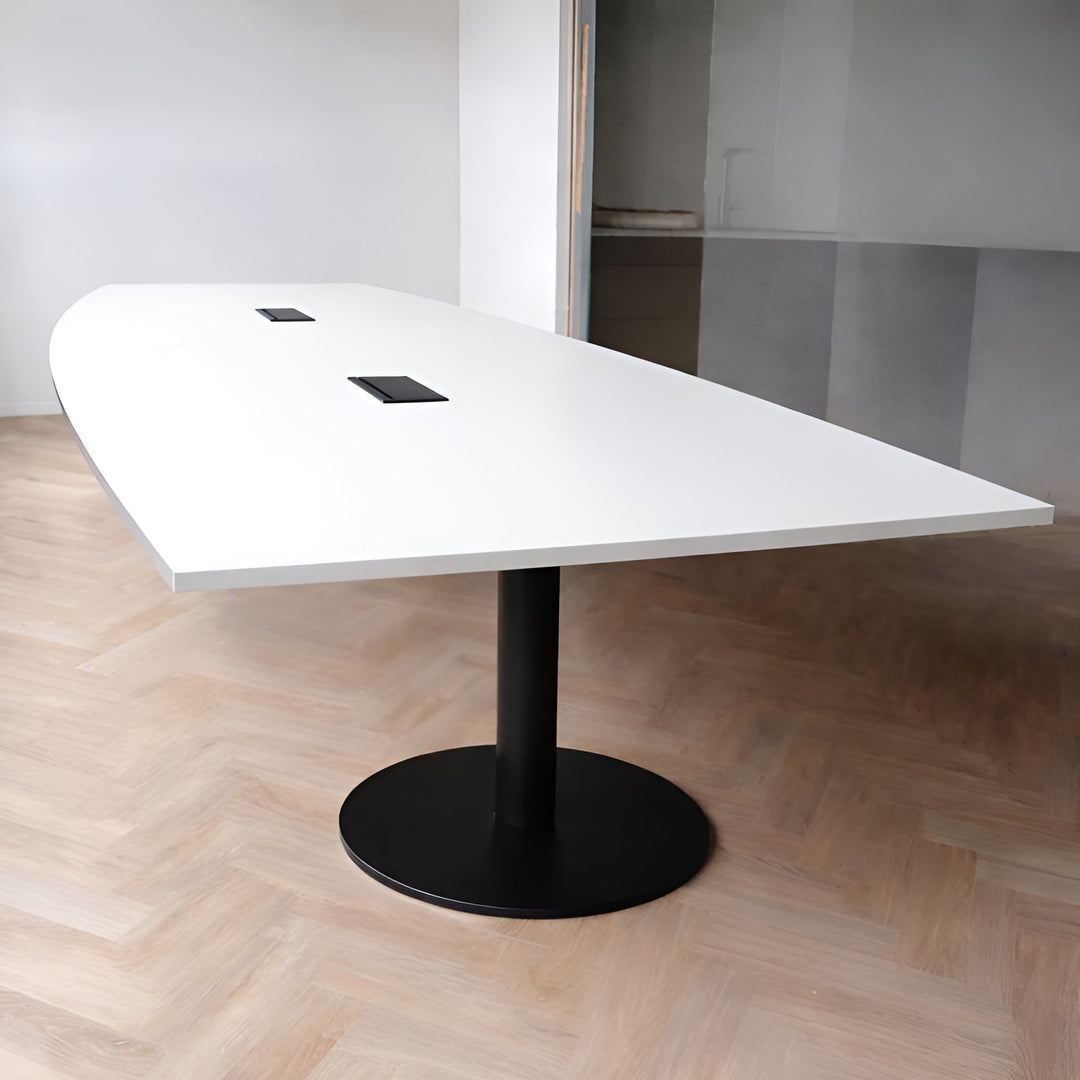 NYTT | HVIT BÅTFORMET MØTEBORD/KONFERANSEBORD 2 STØRRELSER