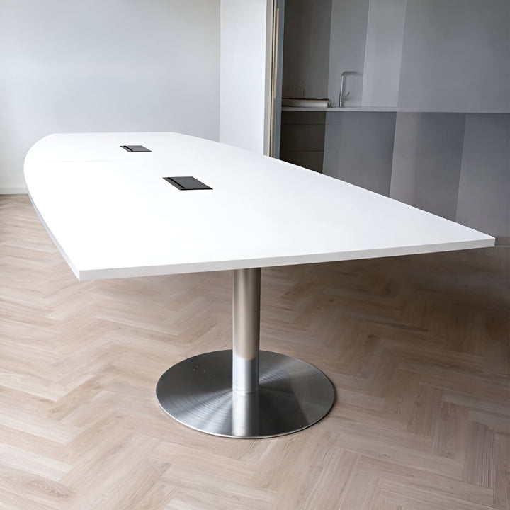 NYTT | HVIT BÅTFORMET MØTEBORD/KONFERANSEBORD 2 STØRRELSER