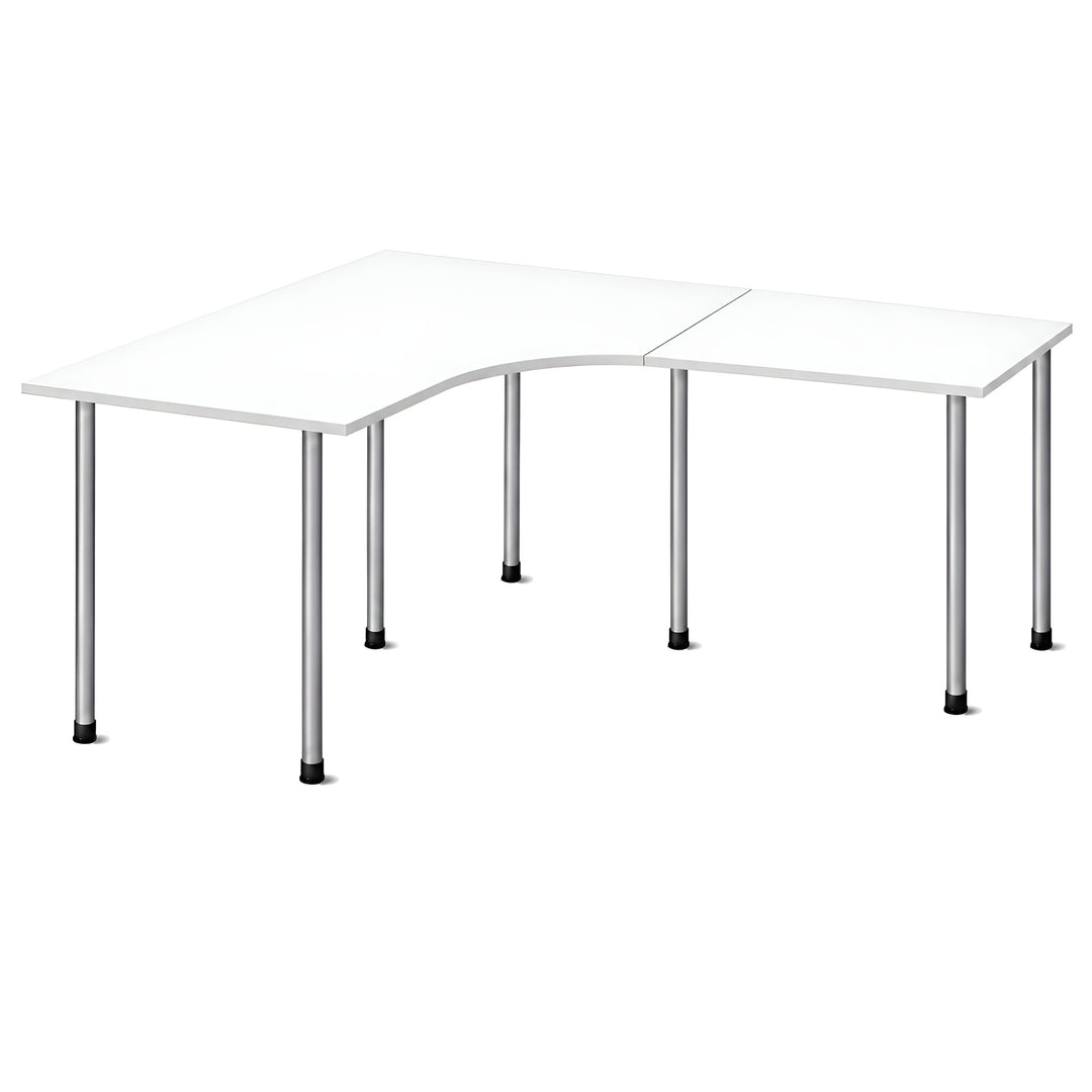 NYTT | MANUELT HJØRNE-SKRIVEBORD MED SIDEPLATE HVIT