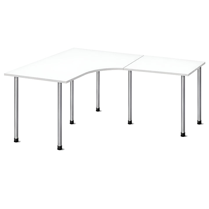 NYTT | MANUELT HJØRNE-SKRIVEBORD MED SIDEPLATE HVIT