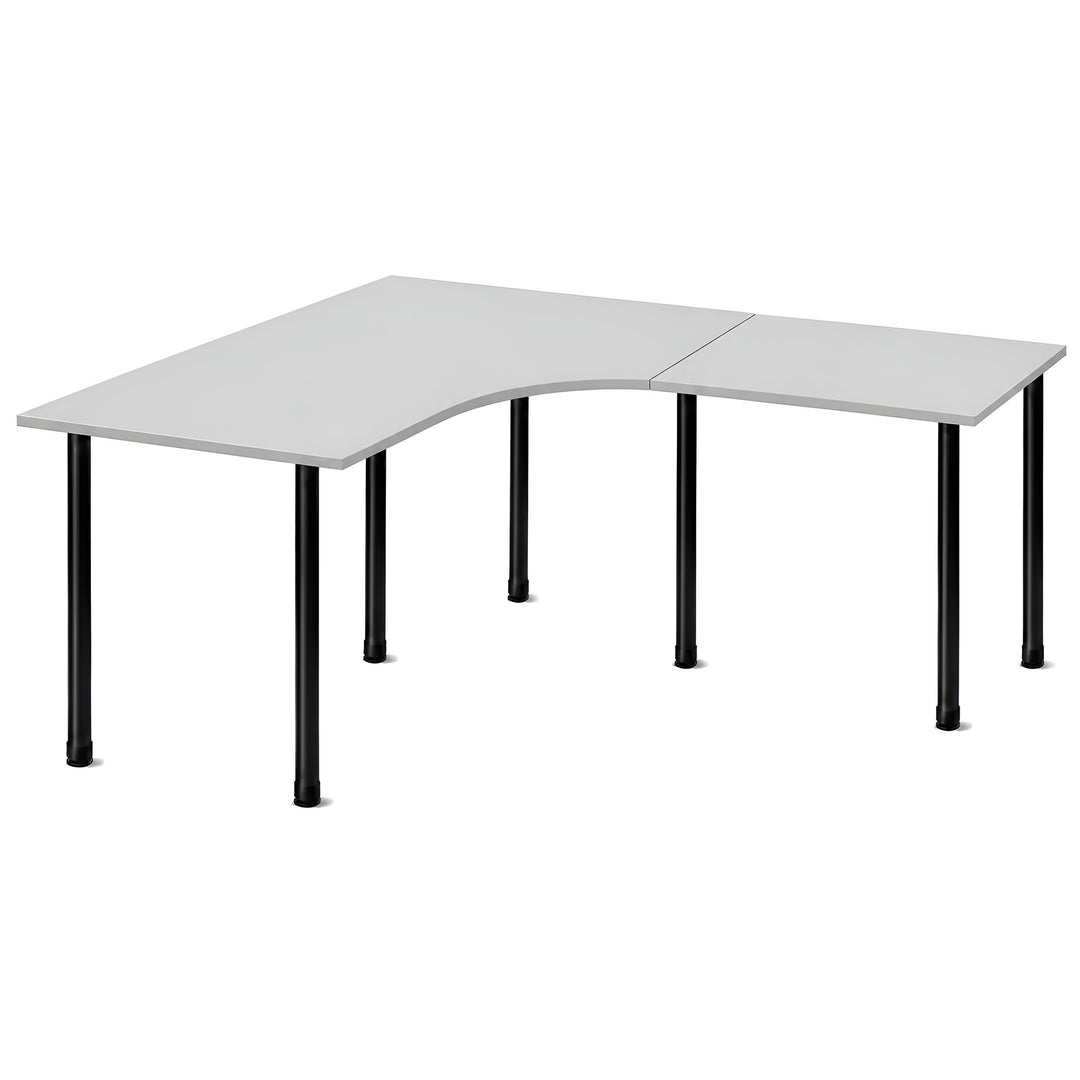 NYTT | MANUELT HJØRNE-SKRIVEBORD MED SIDEPLATE LYSGRÅ