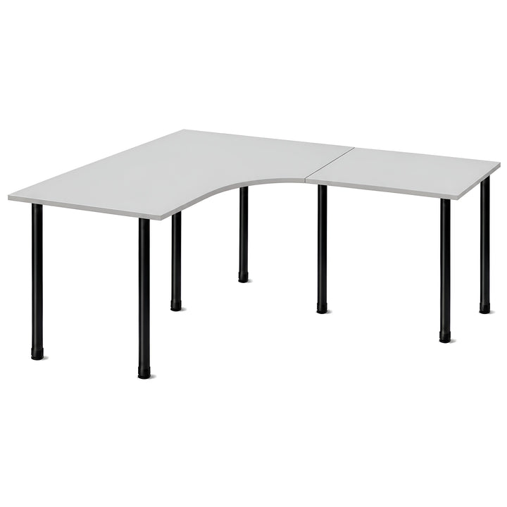 NYTT | MANUELT HJØRNE-SKRIVEBORD MED SIDEPLATE LYSGRÅ