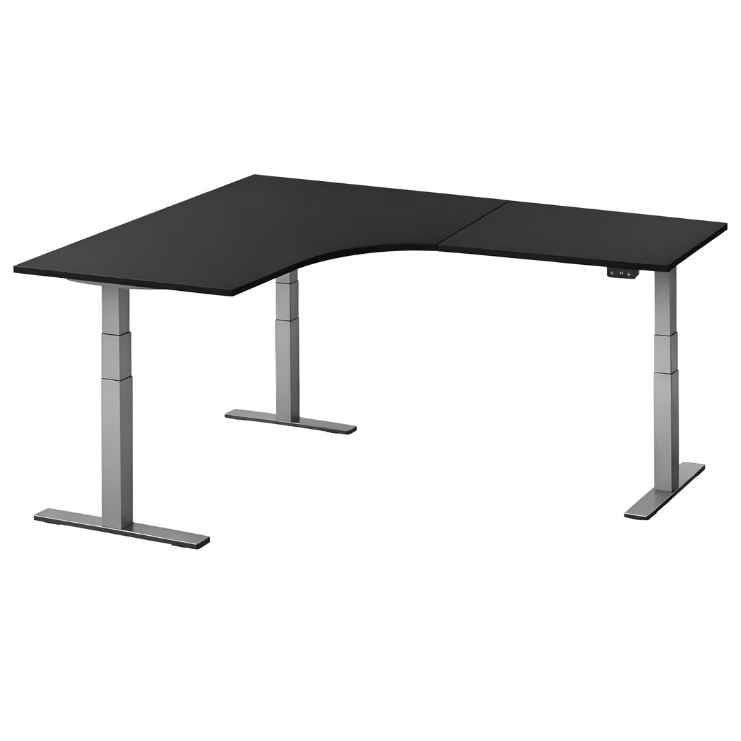 NYTT | ELEKTRISK HEV/SENK HJØRNE-SKRIVEBORD MED SIDEPLATE SVART