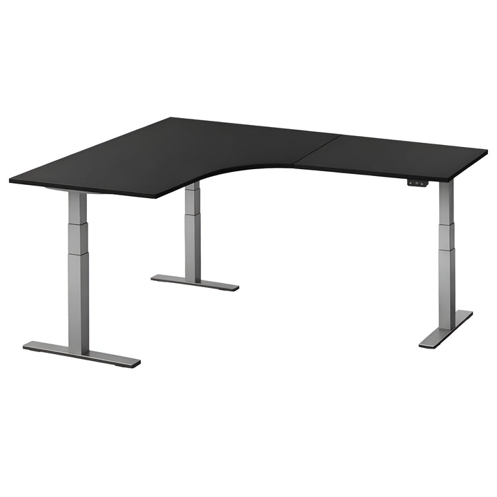NYTT | ELEKTRISK HEV/SENK HJØRNE-SKRIVEBORD MED SIDEPLATE SVART