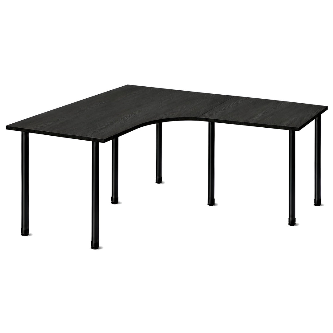 NYTT | MANUELT HJØRNE-SKRIVEBORD MED SIDEPLATE SVART