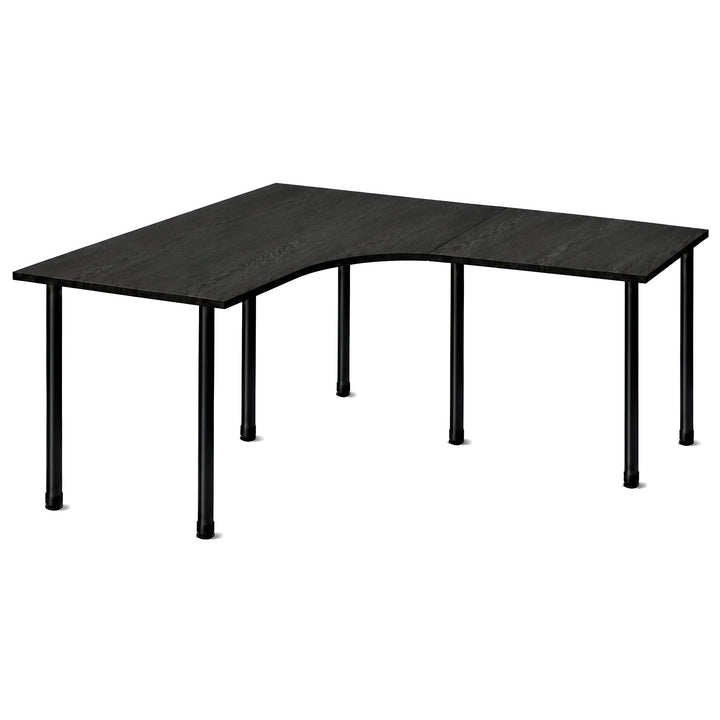 NYTT | MANUELT HJØRNE-SKRIVEBORD MED SIDEPLATE SVART