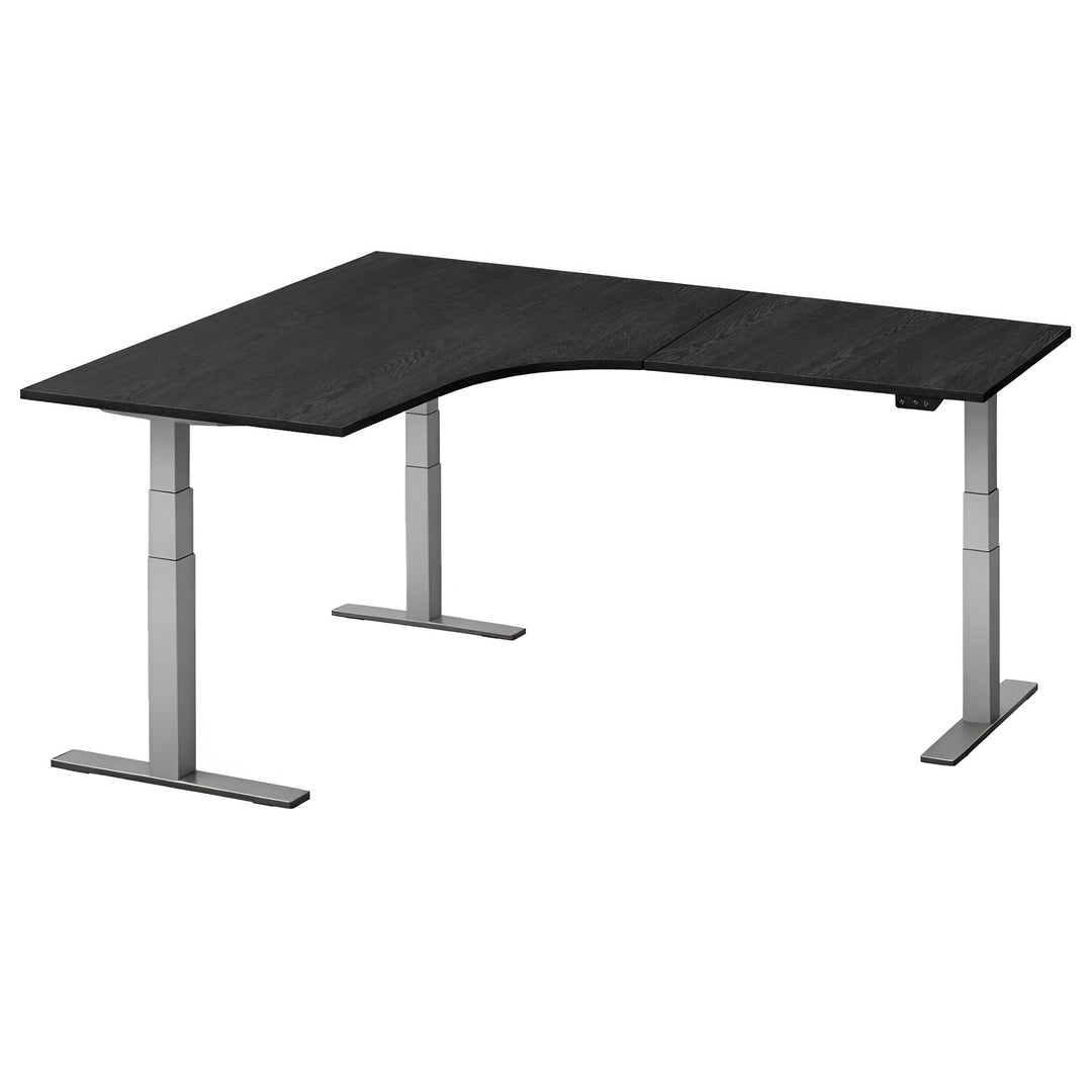 NYTT | ELEKTRISK HEV/SENK HJØRNE-SKRIVEBORD MED SIDEPLATE SVART