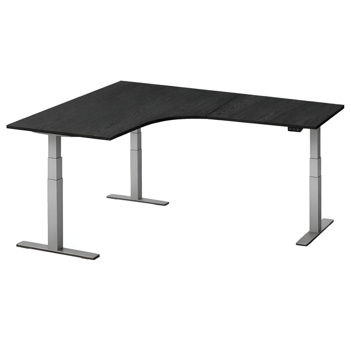 NYTT | ELEKTRISK HEV/SENK HJØRNE-SKRIVEBORD MED SIDEPLATE SVART