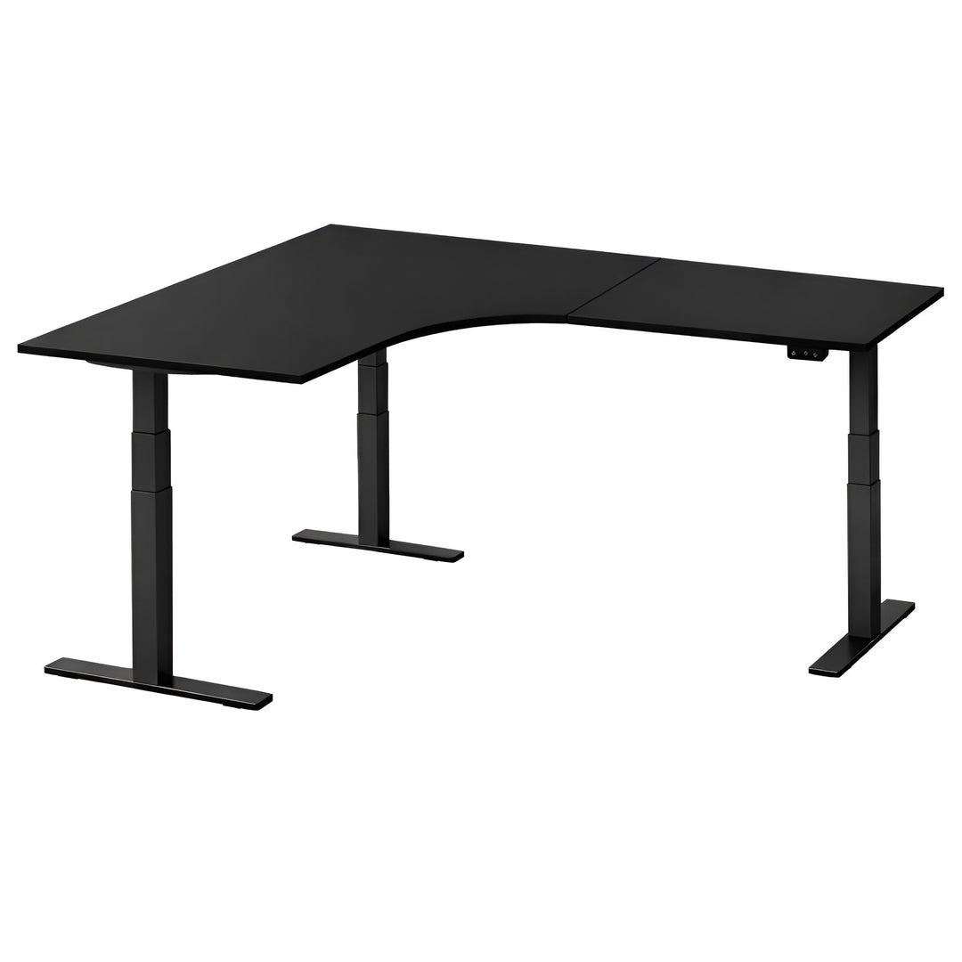NYTT | ELEKTRISK HEV/SENK HJØRNE-SKRIVEBORD MED SIDEPLATE SVART
