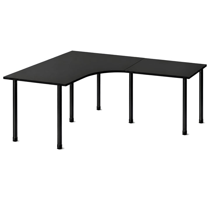 NYTT | MANUELT HJØRNE-SKRIVEBORD MED SIDEPLATE SVART