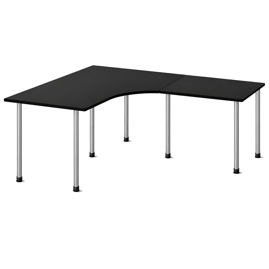 NYTT | MANUELT HJØRNE-SKRIVEBORD MED SIDEPLATE SVART