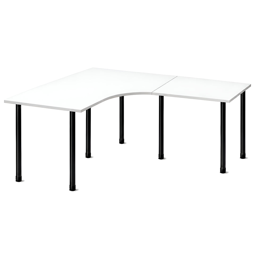 NYTT | MANUELT HJØRNE-SKRIVEBORD MED SIDEPLATE HVIT