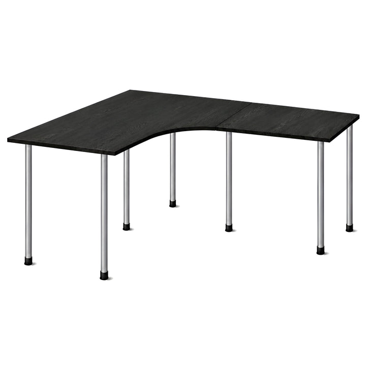 NYTT | MANUELT HJØRNE-SKRIVEBORD MED SIDEPLATE SVART
