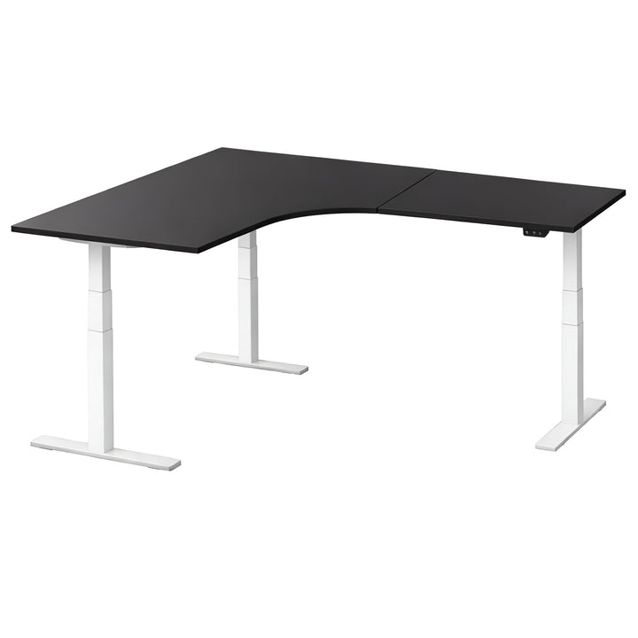 NYTT | ELEKTRISK HEV/SENK HJØRNE-SKRIVEBORD MED SIDEPLATE SVART