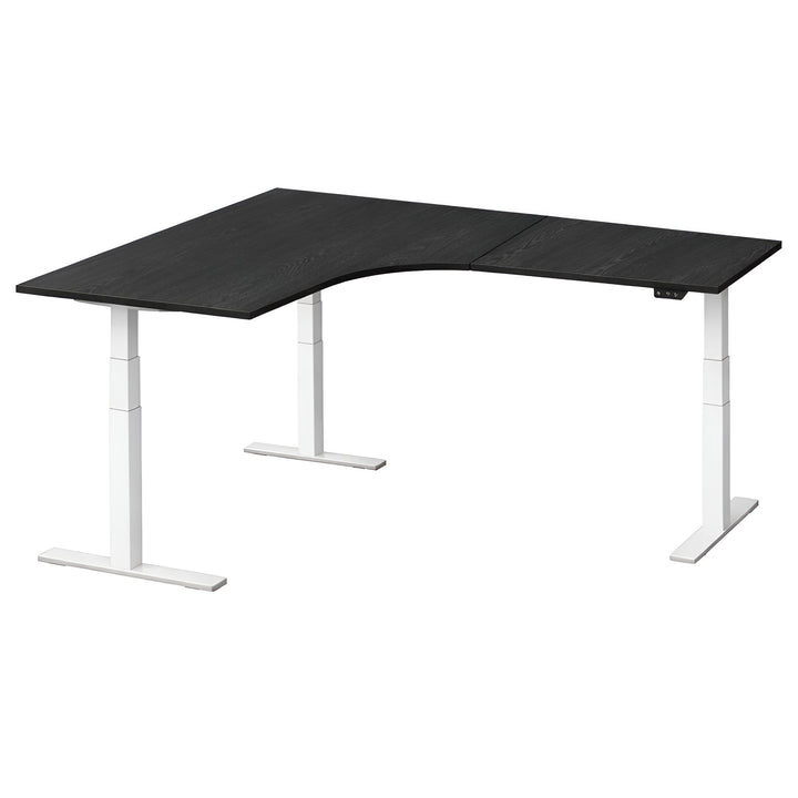 NYTT | ELEKTRISK HEV/SENK HJØRNE-SKRIVEBORD MED SIDEPLATE SVART