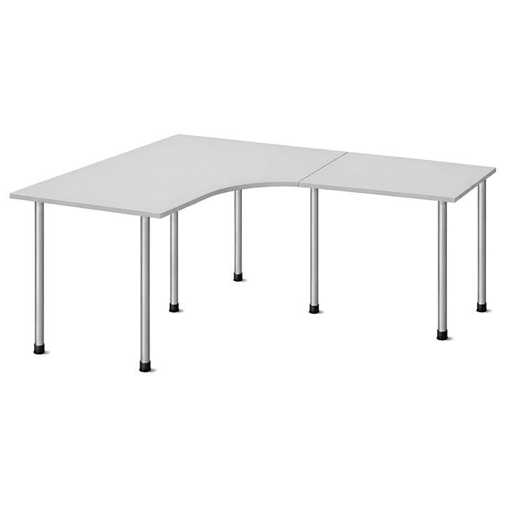 NYTT | MANUELT HJØRNE-SKRIVEBORD MED SIDEPLATE LYSGRÅ